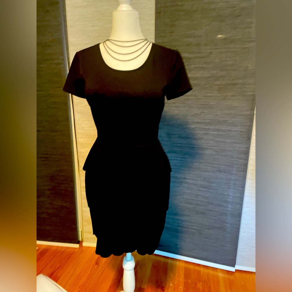 Vintage Pencil Black Sleeve Dress Size Medium